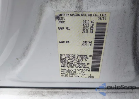 2015 Nissan Altima 2.5 Sv from USA, damaged, VIN 1N4AL3AP2FC579076